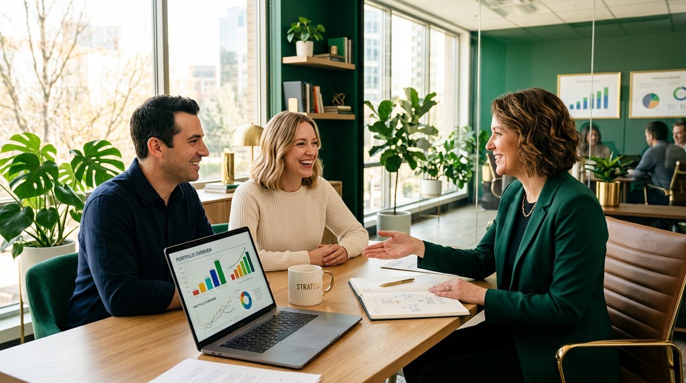 Financial advisor meeting with a couple at Finance Choice Way